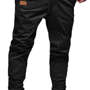 JMIERR Mens Casual Joggers Pants - Cotton Drawstring Chino Cargo Pants Hiking Outdoor Gym Twill Track Jogging Yoga Sweatpants Travel Essentials Jogger Pants with Pockets for Men. L A Black : Clothing. Shoes & Jewelry