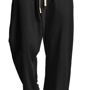 JMIERR Mens Casual Cotton Lightweight Baggy Pants Loose Fit Elastic Waist Barrel Beach Pants at Amazon Men's Clothing store