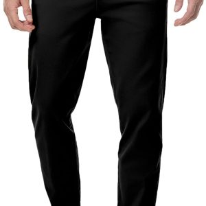 JMIERR Men's Stretch Chino Pants Business Casual Essentials Elastic Waist Relaxed Fit Tapered Cotton Twill Work Athletic Golf Dress Trousers. L. Black at Amazon Men's Clothing store