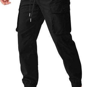 JMIERR Mens Joggers Relaxed Fit Casual Elastic Waist Drawstring Stretch Cargo Pants Tapered Work Hiking Workout Jogger Fall Fashion Sweatpants with Pockets. L. Black at Amazon Men's Clothing store
