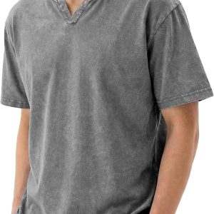 JMIERR Plain Blank Oversized T Shirts Unisex Vintage Wash Hip Hop Graphic Tee Base V Neck Top. Grey XL | Amazon.com